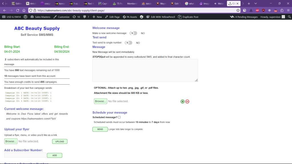 Sample client page